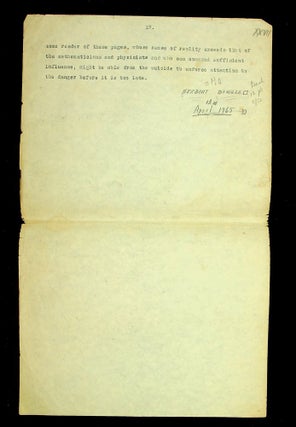 Original typescript for the introduction to Bergson's book "Duration and Simultaneity with reference to Einsteins Theory"