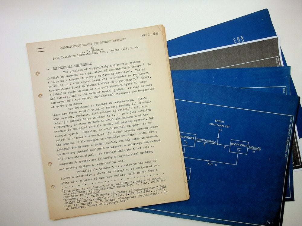 Item #28585 Communication Theory and Secrecy Systems [mimeographed typescript copy #2 - one plate of four in facsimile]. C. E. Shannon, Claude Elwood.