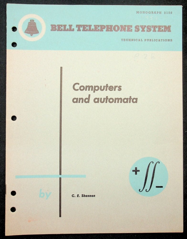 Computers and Automata Bell Monograph | Claude E. Shannon, Elwood ...