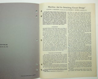 Machine aid for switching circuit design [Bell Monograph]