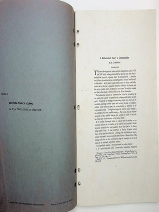 A Mathematical Theory of Communication Bell Monograph - SPECIAL COPY #1 ...