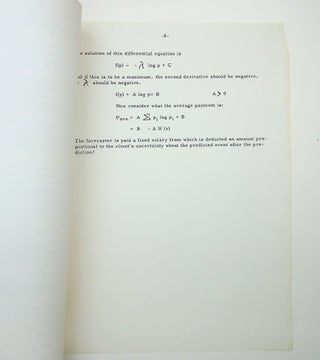 The Portfolio Problem and How to Pay the Forecaster ... notes, taken by W. W. Peterson, cover several lectures in the Seminar on Information Theory offered by C. E. Shannon at M. I. T., Spring Term, 1956
