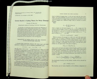 Item #28677 Certain Results in Coding Theory for Noisy Channels [offprint]. Claude E. Shannon,...
