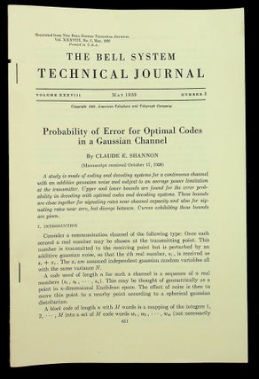 Item #28685 Probability of Error for Optimal Codes in a Gaussian Channel [Bell System Technical...