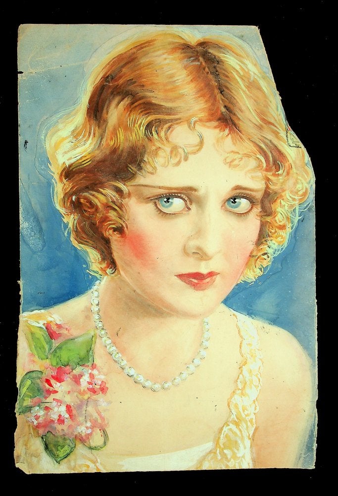 Item #28738 [Original artwork] Portrait of a woman wearing pearls.