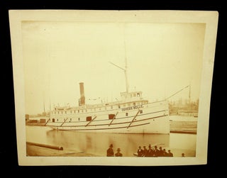 Item #28826 Albumen photograph of the ship OSWEGO BELLE with great photographer label on rear. F....