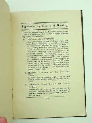 The Booklovers Reading Club Hand-book to accompany the Reading Course Entitled, Six New England Classics