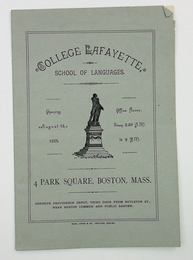 Item #28904 [Prospectus] College Lafayette, School of Languages. College Lafayette.