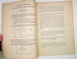 "An elementary derivation of the equivalence of mass and energy" IN Technion Journal, Volume 5, June 1946