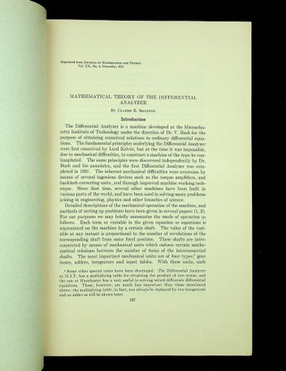 Mathematical Theory of the Differential Analyzer [offprint]