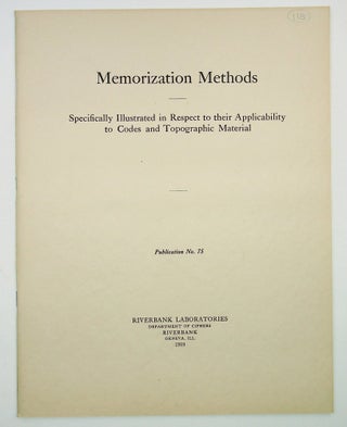 Item #29048 Riverbank Publications No. 75 : Memorization Methods : Specifically Illustrated in...
