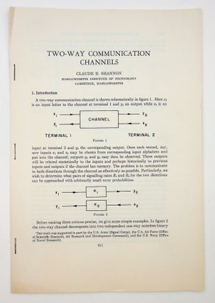 Item #29072 Two-Way Communication Channels. Claude E. Shannon, Elwood