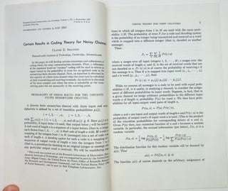 Item #29118 Certain Results in Coding Theory for Noisy Channels [offprint]. Claude E. Shannon,...