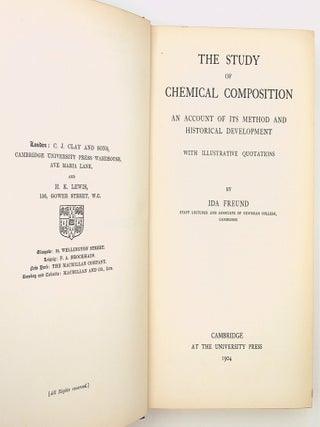The Study of Chemical Composition - An Account of its Method and Historical Development with Illustrative Quotations
