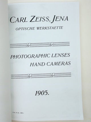 Carl Zeiss, Jena Optische Werkstaette Photographic Lenses Hand Cameras 1905