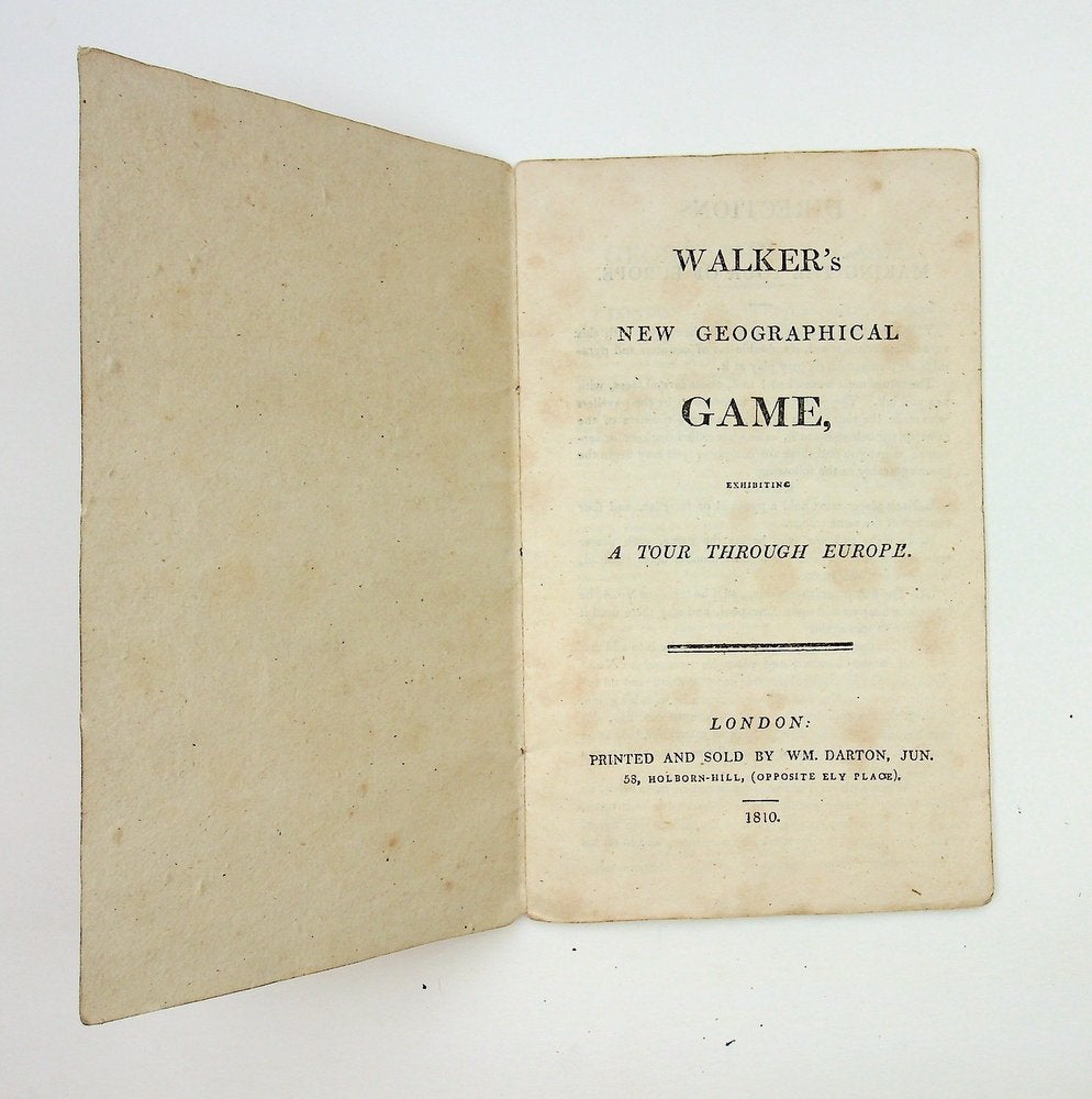 Item #29196 Walker's New Geographical Game, Exhibiting a Tour Through Europe [instruction booklet ONLY]. Walker.