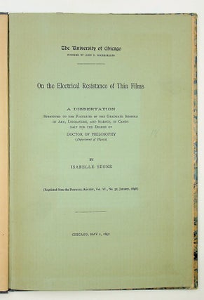 Item #29199 On the Electrical Resistance of Thin Films ... A Dissertation ... for the Degree of...