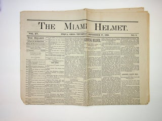 Item #29209 [newspaper] The Miami Helmut, Piqua, Ohio Vol XV, No 9, Sept 27, 1888