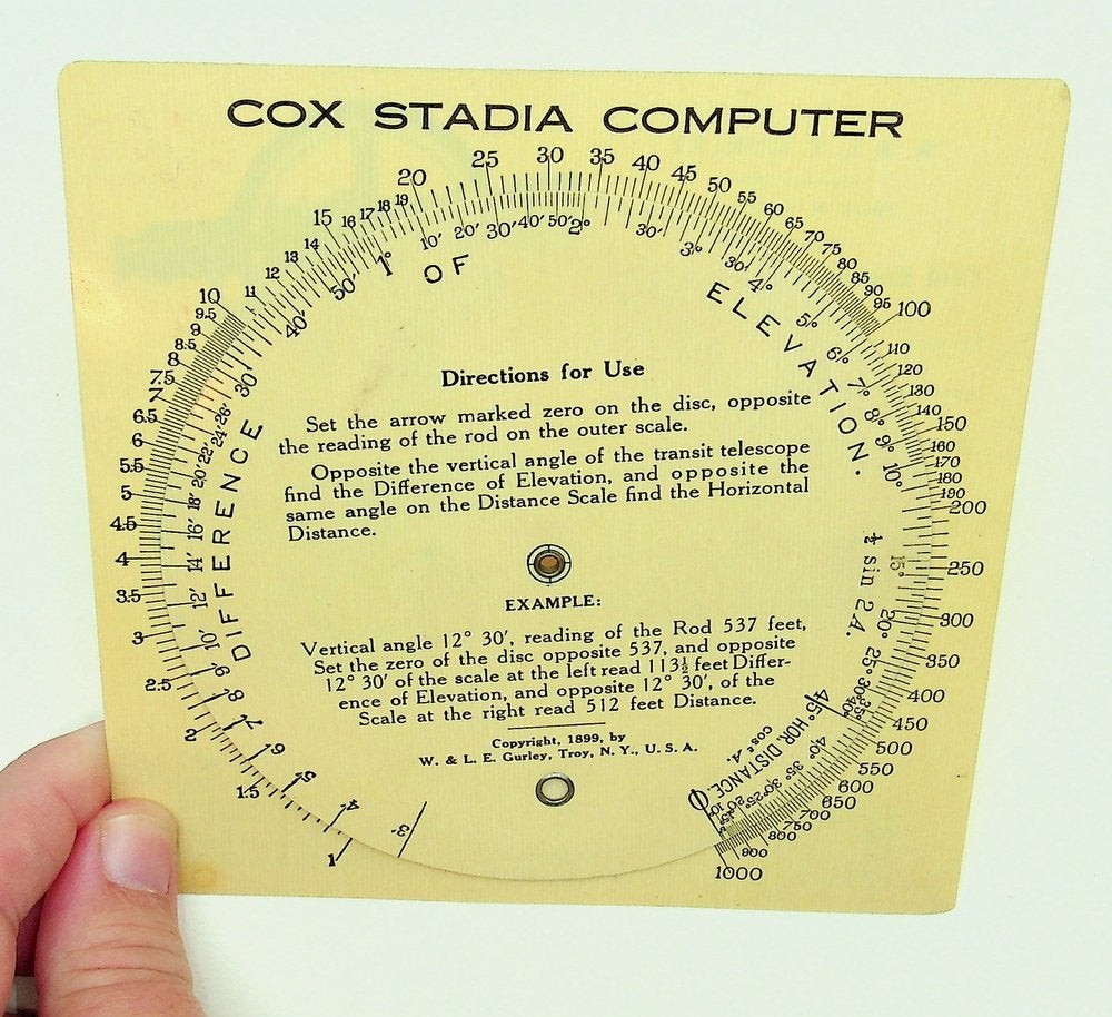 Item #29233 [volvelle] Cox's Stadia Computer. W., L. E. Gurley.