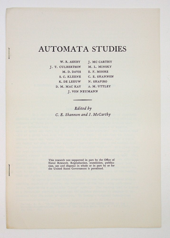Item #29298 A Universal Turing Machine with Two Internal States. Claude E. Shannon, J. McCarthy, with Shannon, Elwood.
