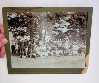 Item #29302 [photograph] Large gathering of people with violin and accordion in the woods