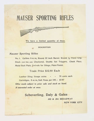 Item #29330 [Sporting Circular] Mauser Sporting Rifles. Daly Schoverling, Gales