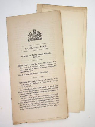 Item #29412 Apparatus for Towing, Laying Submarine Cables, &c. LETTERS PATENT to James Maze...