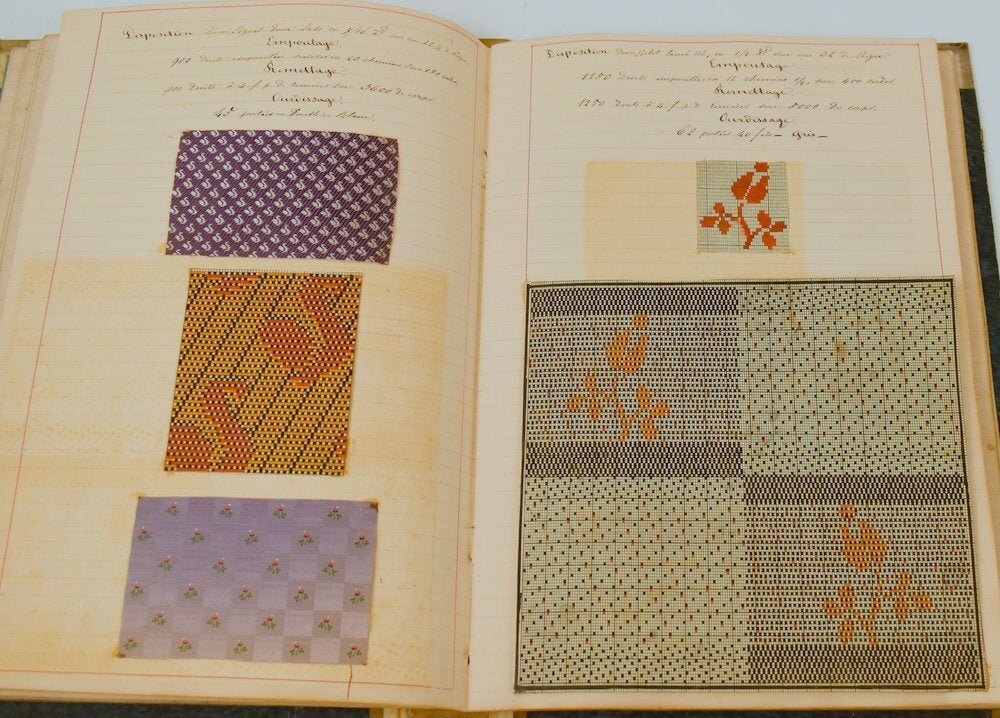 Jacquard Looms, Early Computing, Textiles French manuscript with