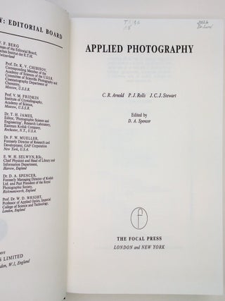 Item #29476 Applied Photography. C. R. Arnold, P. J. Rolls, J. C J. Stewart