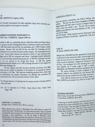 Notes on Modern Microscope Manufacturers