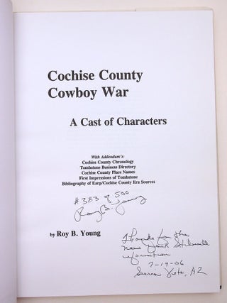 Cochise County Cowboy War, "A Cast Of Characters"