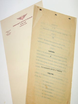 typewriter carbon] 1927 Constitution of the Massachusetts Institute of Technology Flying Club. MIT Flying Club.