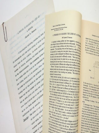 Item #29639 A Theorem on Coloring The Lines of a Network [typescript carbon plus offprint]....