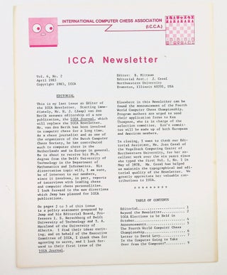 Item #29723 International Computer Chess Association (ICCA) Newsletter, Vol 6., No. 2, April...