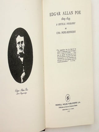 Item #29743 Edgar Allan Poe, 1809-1849; A Critical Biography. Una Pope-Hennessy