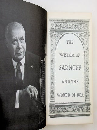 Item #29776 The Wisdom of SARNOFF and the WORLD OF RCA. Leon Gutterman, and publisher