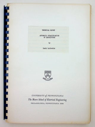 Item #29789 Technical Report Automatic Stratification of Descriptors. David Lefkovitz