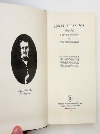 Item #29843 Edgar Allan Poe, 1809-1849; A Critical Biography. Una Pope-Hennessy