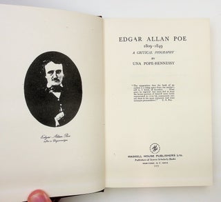 Item #29843 Edgar Allan Poe, 1809-1849; A Critical Biography. Una Pope-Hennessy